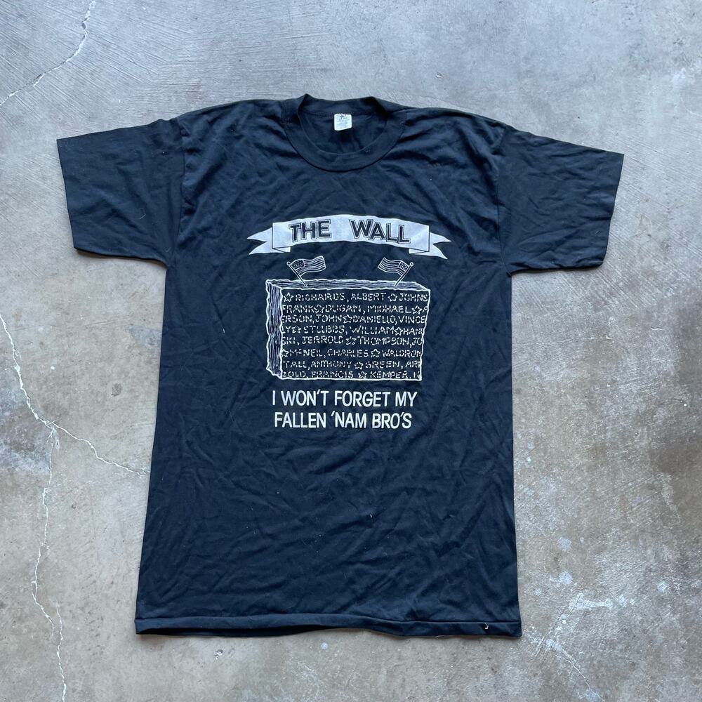 vintage 80s vietnam memorial tee shirt black single stitch fits L